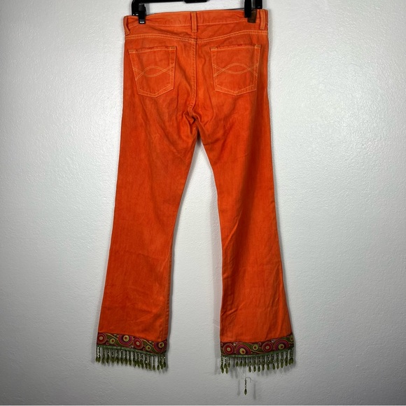 Abercombie and fitch orange vintage 5 pocket jeans jeweled bedazzle hem size 4R - Picture 2 of 10